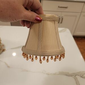 Chic Beige Lamp Shades with Beaded Fringe